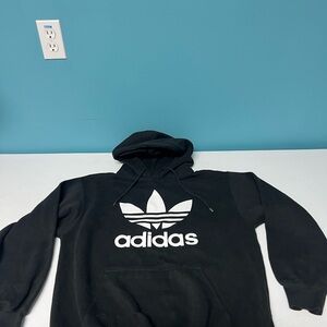 Adidas Men's Black and White Logo Hoodie